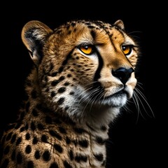 Cheetah portrait with a black background 