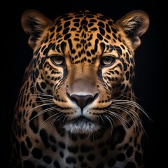 Leopard portrait with a black background 