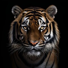 Tiger portrait with a black background 