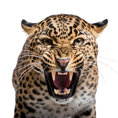 Capture of a Leopard’s Half Body, Isolated on Transparent Background, PNG