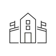 School building icon, isolated on white background, vector illustration