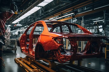 Fototapeta premium New car construction at the factory.
