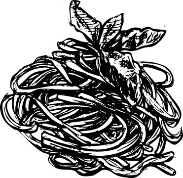 recommend clip art:  Italian food pasta with basil and cheese line sketch