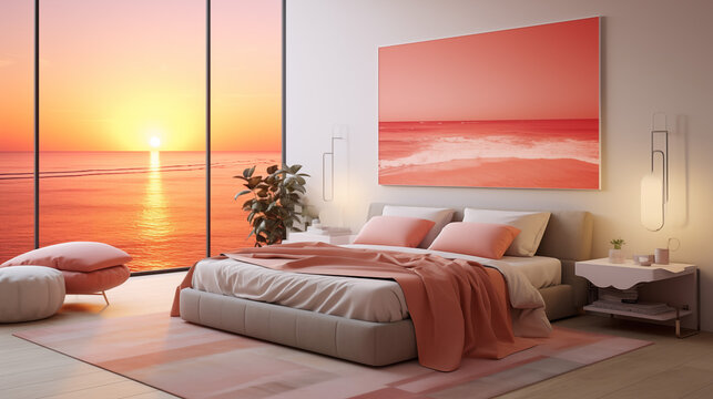 bedroom with a gradient color scheme
