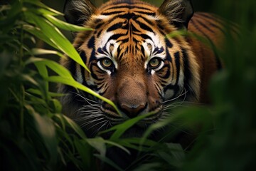 Fototapeta premium A tiger lurks through the grass.