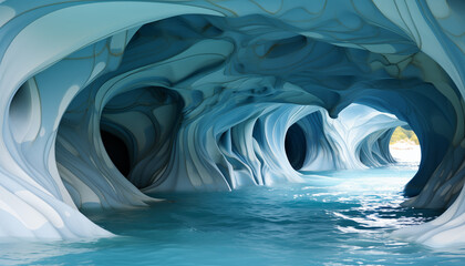 coastal marble cave with turquoise clear water