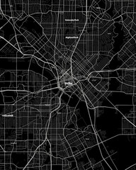 Dallas Texas Map, Detailed Dark Map of Dallas Texas