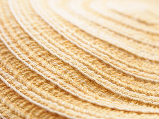 Background fiber fabric structure with seams and threads selective focus matting structure hat production close-up