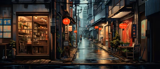 Deurstickers Nostalgic Tokyo: Morning Blues at First Light © Visionary Thoughts