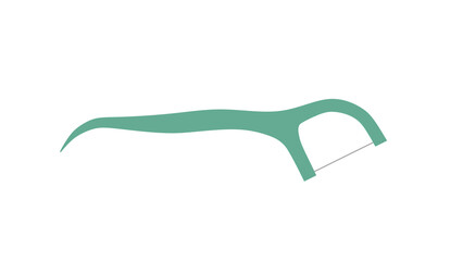 Plastic toothpick with floss in mint color isolated on transparent and white background. Dental concept. 3D render