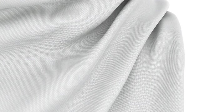 3D render of abstract tenderness soft silver atlas background, luxury wave satin fabric. Fluttering material. 4K slow motion animation of 3D dynamic textured surface