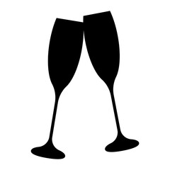 Icon two Glasses Champagne. Drinks Collection.