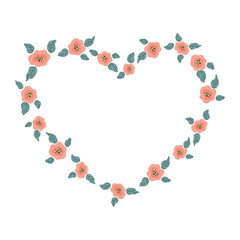 Illustration with a heart made of flowers, suitable for printing cards for Valentine's Day