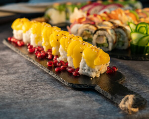 sushi on a plate perfect healthy Japanese food 
