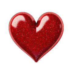 Glitter red heart isolated on white background