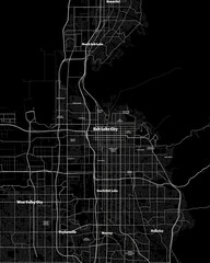 Salt Lake City Utah Map, Detailed Dark Map of Salt Lake City Utah