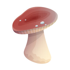 Cartoon mushroom. Edible mushroom, chanterelle, niscalo, vector illustration. Type of forest mushrooms. Organic mushroom from the genus Russulaceae, non-poisonous mushroom.