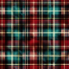 Rustic Green Red Winter Holiday Plaid Textile Pattern Tartan Cloth Crisscrossed Lines Checkered Cozy Rural Sett