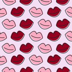 seamless pattern with red and pink lips
