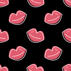 seamless pattern with outline lips