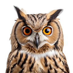 Owl’s Half Body in a Close Up Shot, Isolated on Transparent Background, PNG
