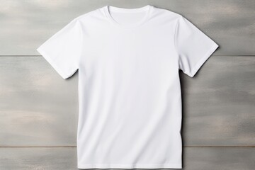 A white tshirt mockup on a neutral background. - obrazy, fototapety, plakaty