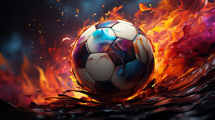 Fototapeta premium Soccer ball with red fire illustration