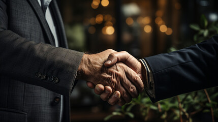 A formal handshake between two people