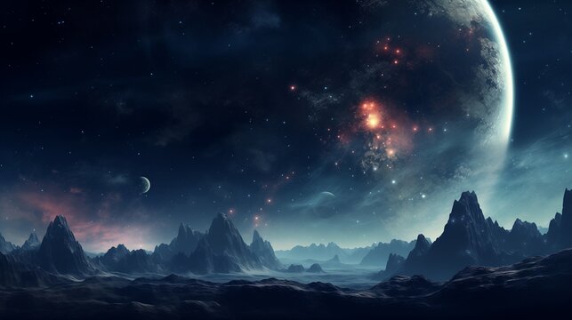 神秘的な宇宙空間と星々