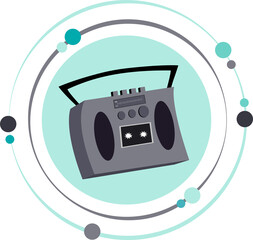 Boombox ghetto blaster graphic icon with transparent background