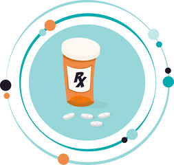 Cartoon graphic symbol icon prescription bottle with transparent background