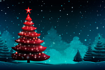 Embracing the spirit of Christmas: a vibrant, classic holiday illustration with ample copy space, setting the festive scene for joy and celebration.