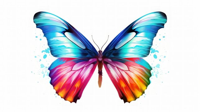 Butterfly flying beautiful color, isolated on the white background. AI generated image