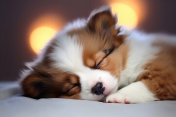 Close up of very cute sleeping dogs.