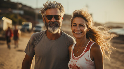 senior couple on the beach, trip
