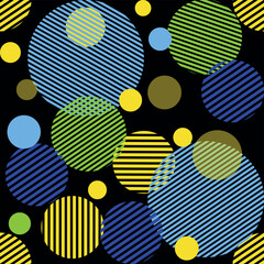 Green and yellow abstract geometric background with circles, trendy clothing color