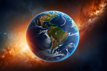 Obraz na płótnie Canvas earth globe sun planet space galaxy generative AI