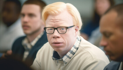 Obraz premium A diverse group of professionals studying together in a classroom generated by AI