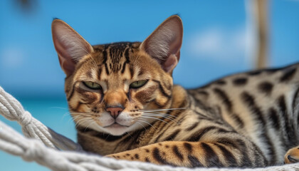 Cute kitten with blue eyes, striped fur, and playful nature generated by AI