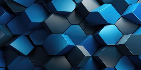 blue hexagon background vector abstract seamless patterns, in the style of dark sky-blue and dark indigo, minimalistic modernism, rectangular fields, shaped canvas, thin steel forms