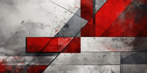 a red, white and silver abstract square pattern, in the style of rustic futurism, angular lines, transparent layers, concrete, abstraction-création, smokey background