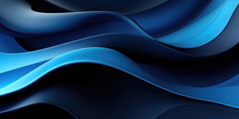 a blue and black wave background, in the style of colorful layered forms, shaped canvas, abstract minimalism appreciator, poster, rectangular fields, dark blue