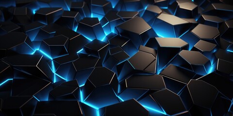 background seamless mosaic geometric shapes with lights background, in the style of dark black and...