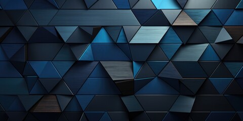 a dark blue background made of pieces of triangles, in the style of modern, dark gray and dark...