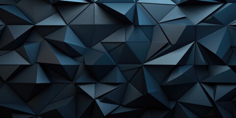 a dark blue background made of pieces of triangles, in the style of modern, dark gray and dark...