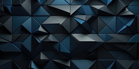 a dark blue background made of pieces of triangles, in the style of modern, dark gray and dark black, layered veneer panels, soft crosshatchings