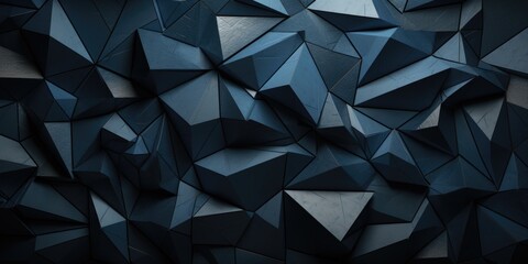 a dark blue background made of pieces of triangles, in the style of modern, dark gray and dark black, layered veneer panels, soft crosshatchings