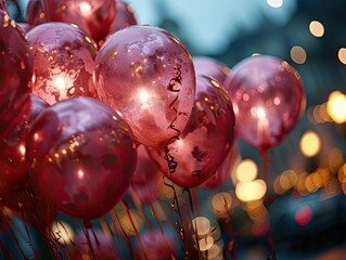 Obraz na płótnie Canvas Pink Birthday Balloons Festive Background Image 
