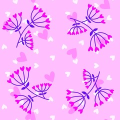 Valentines hearts seamless flower pattern for wrapping paper and fabrics and linens and kids clothes print