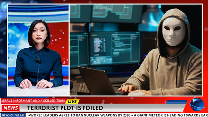 Asian reporter talks about cyber attacks, IT technicians solving terrorist malware danger before...